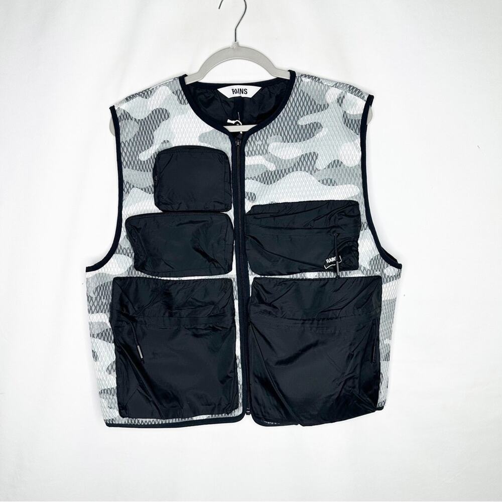 RAINS Dili Cargo Vest Mesh NWT in Size Medium & Heavy Fleece Camo Headband NWT - Picture 2 of 9